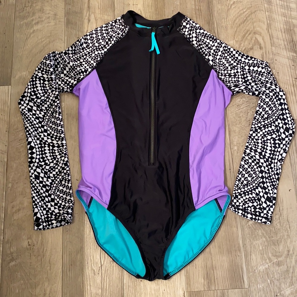 Speedo One Piece Rash Guard Swimsuit nwot